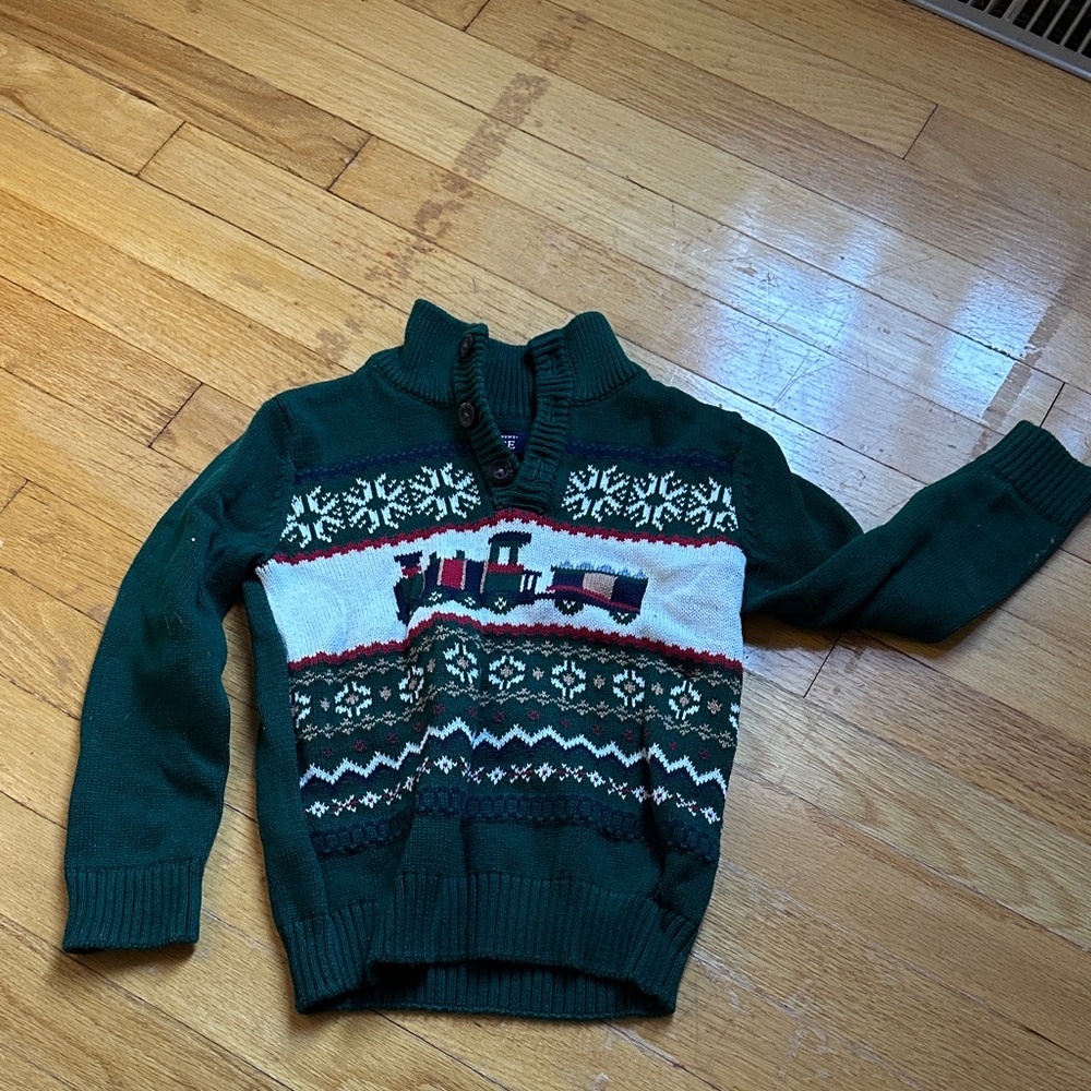 Green Sweater with Train Design